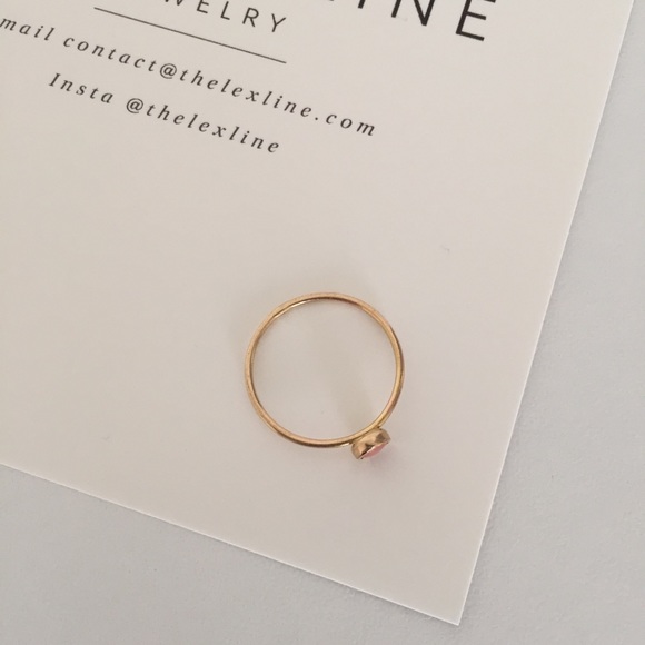 14k Gold Minimalist Pink Coral Stacking Ring - Picture 3 of 3